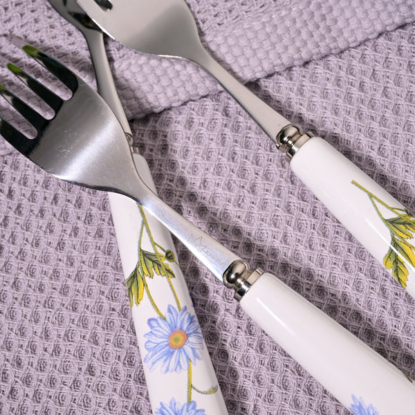Ceramic Handled Daisies Design Forks (Set of 4)