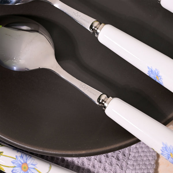 Chic Blue Daisy Ceramic Spoons (Set of 2)