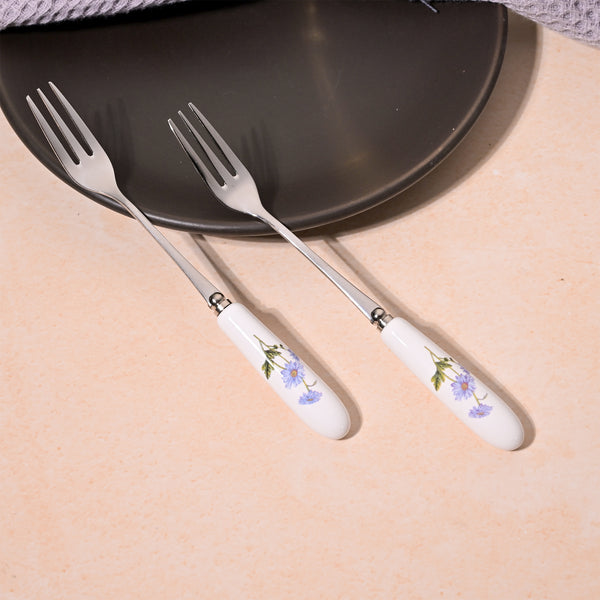 Daisies Bloom Ceramic Dessert Forks (Set of 2)