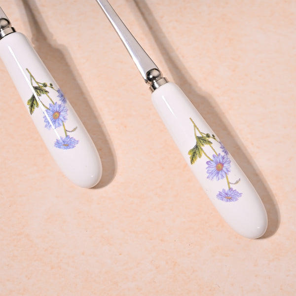 Daisies Bloom Ceramic Dessert Forks (Set of 2)