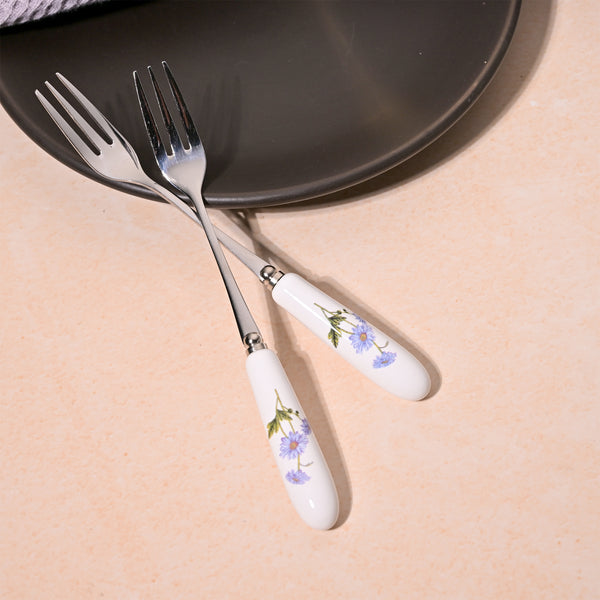 Daisies Bloom Ceramic Dessert Forks (Set of 2)