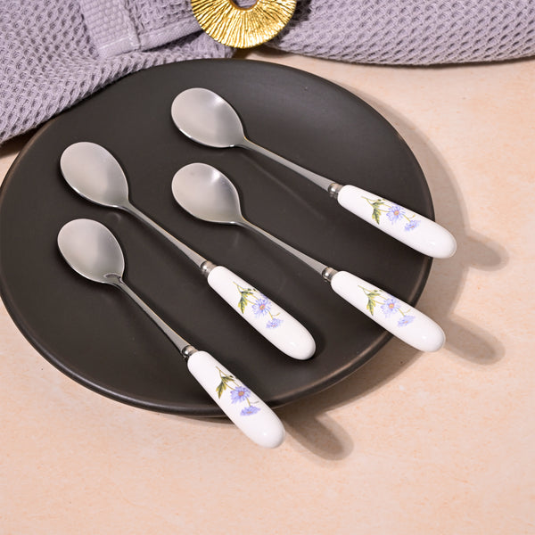 Sky Daisy Ceramic Dessert Spoon (Set of 4)