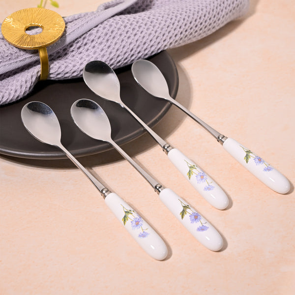 Sky Daisy Ceramic Dessert Spoon (Set of 4)