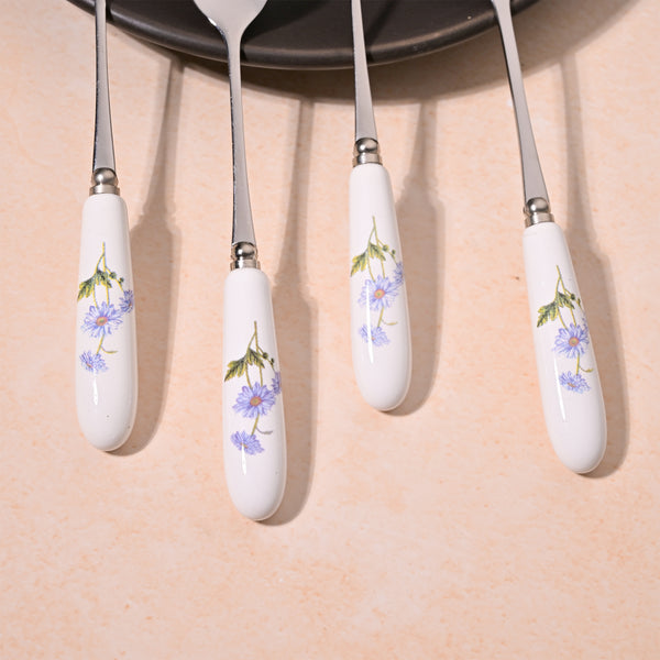 Sky Daisy Ceramic Dessert Spoon (Set of 4)