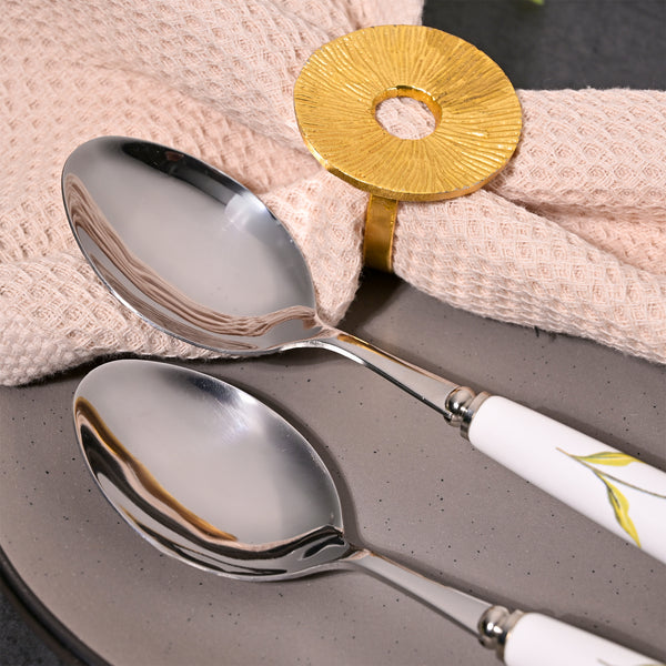 Golden Daffodil Grace Ceramic-Handled Spoons (Set of 2)