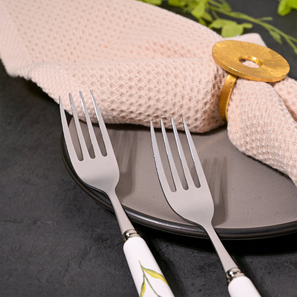 Ceramic & Steel Sunray Floral Forks (Set of 2)