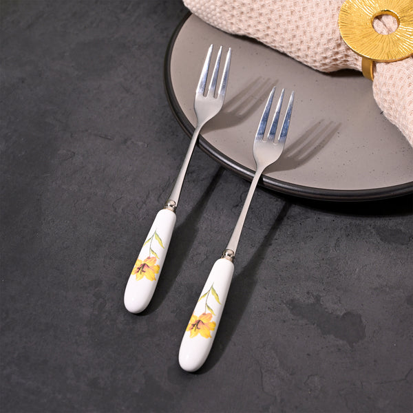 Golden Whisper Dessert Forks (Set of 2)