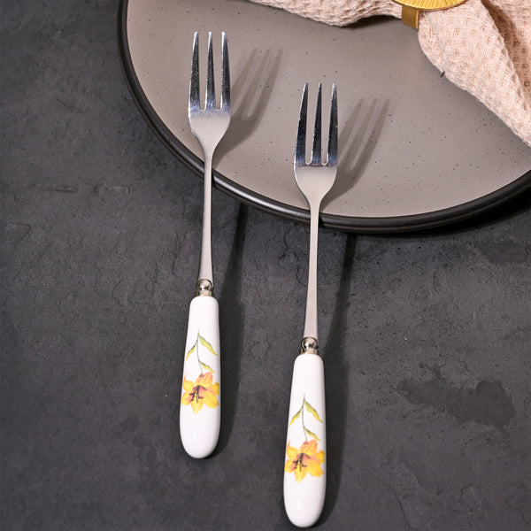 Golden Whisper Dessert Forks (Set of 2)