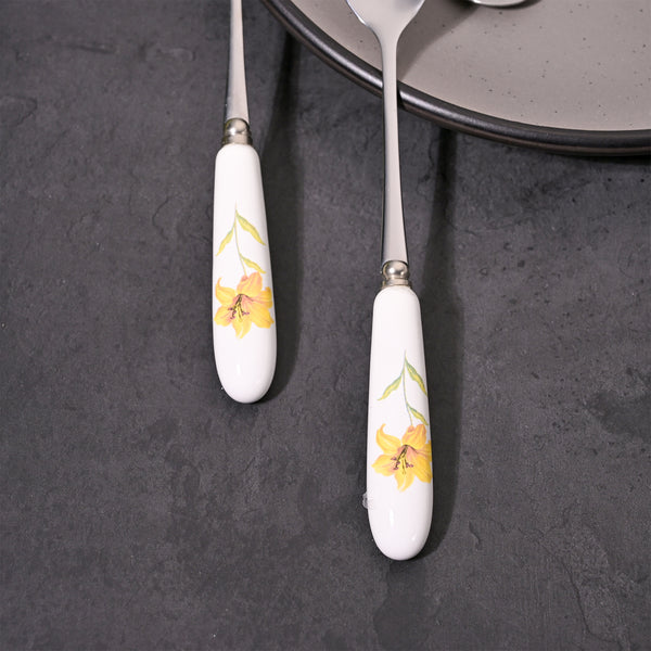 Daffodil Print Stainless Steel Dessert Spoons (Set of 2)