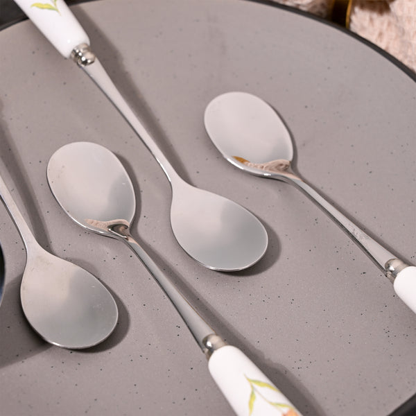 Daffodil Print Stainless Steel Dessert Spoons (Set of 4)