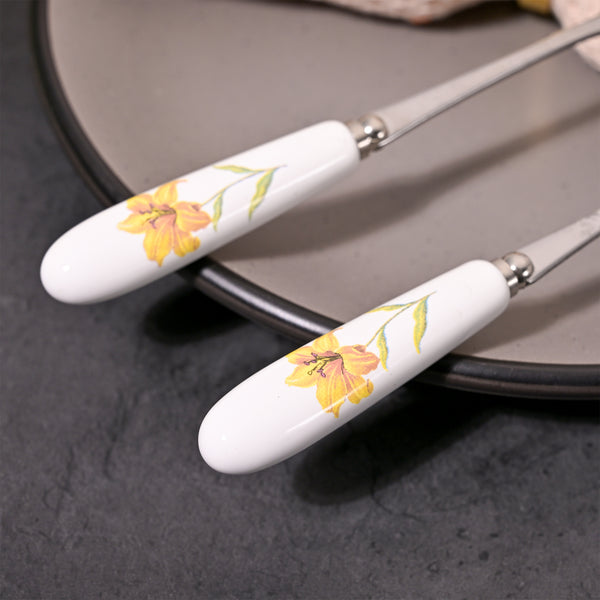 Daffodil Print Stainless Steel Dessert Spoons (Set of 2)