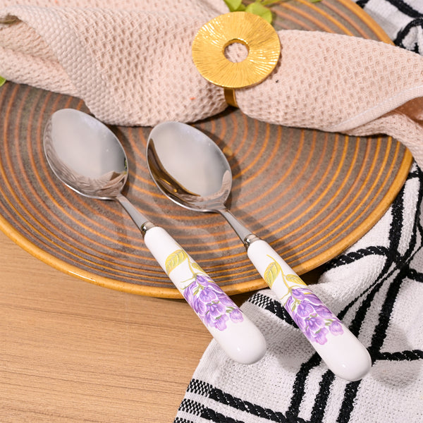 Trendy Lavender Ceramic-Handled Spoons (Set of 2)