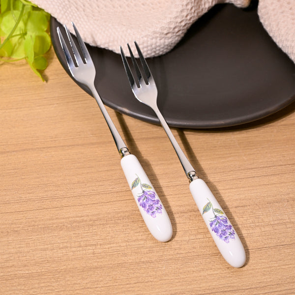 Timeless Serene Lavender Print Dessert Forks (Set of 2)
