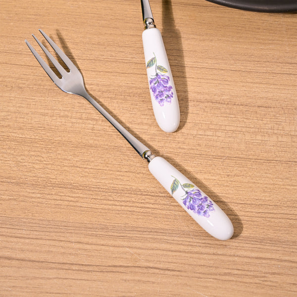 Timeless Serene Lavender Print Dessert Forks (Set of 2)