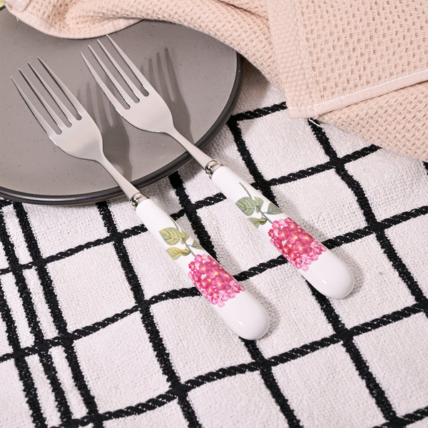 Hydrangea Bloom Ceramic-handled Forks (Set of 2)