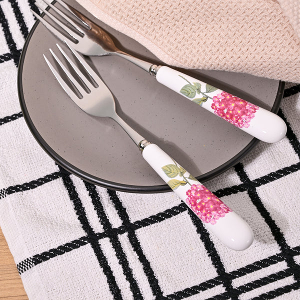 Hydrangea Bloom Ceramic-handled Forks (Set of 2)