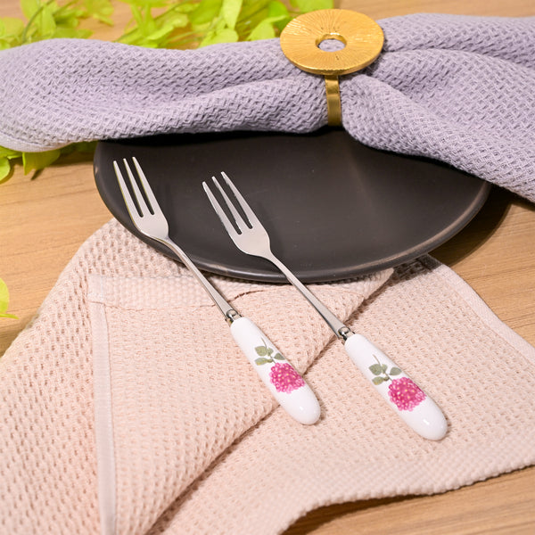 Chic Ceramic Ruffled Pink Forks (Set of 2)