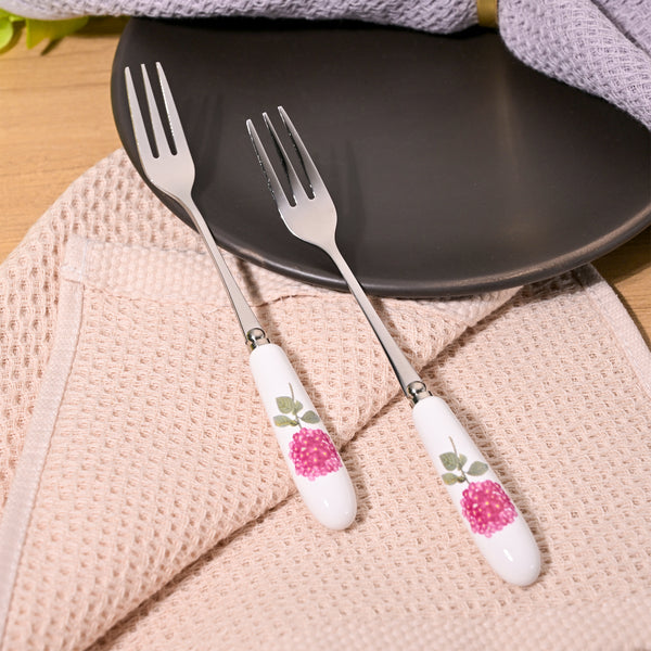 Chic Ceramic Ruffled Pink Forks (Set of 2)