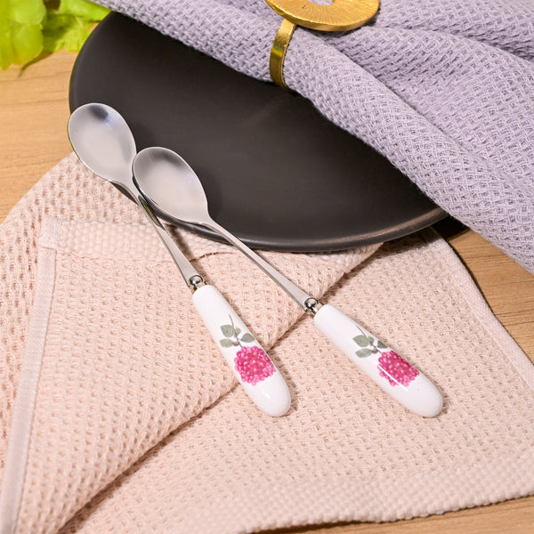 Lavish Hydrangea Print Dessert Spoons (Set of 2)