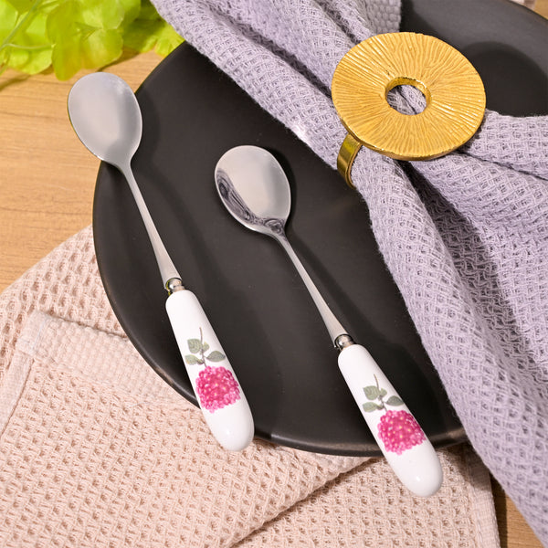 Lavish Hydrangea Print Dessert Spoons (Set of 2)