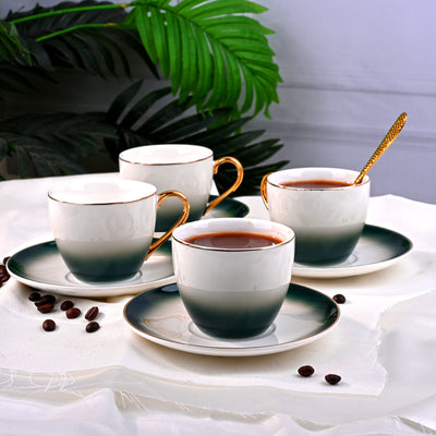 Opulent Gold Trim Cup and Saucer Set of 4 - Premium Tea Set