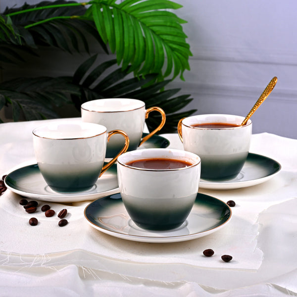 Opulent Gold Trim Cup and Saucer Set of 4 - Premium Tea Set