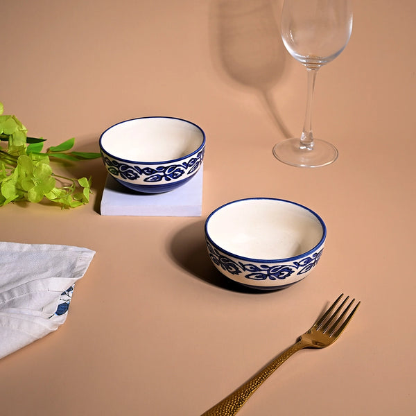 Timeless Blue Blossom Ceramic Bowl (Set of 2)