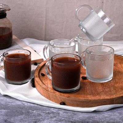 Textured Glass Tea Cup Set of 6