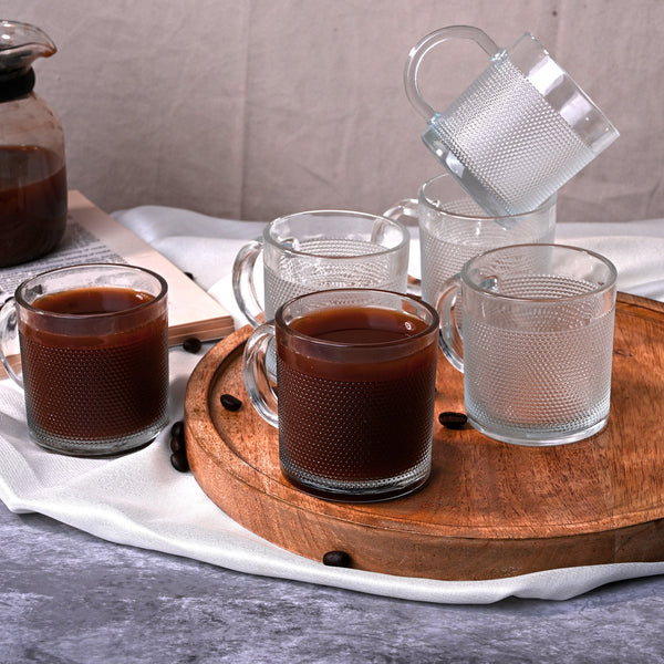 Textured Glass Tea Cup Set of 6
