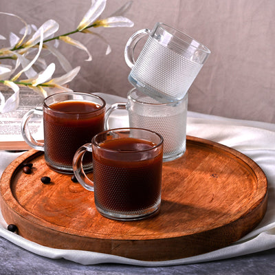 Textured Glass Tea Cup Set of 4