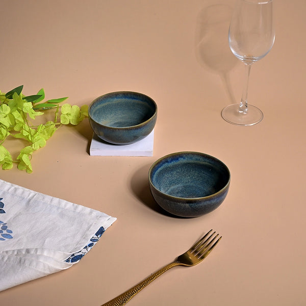 Blue Lagoon Glossy Porcelain Bowl (Set of 2)