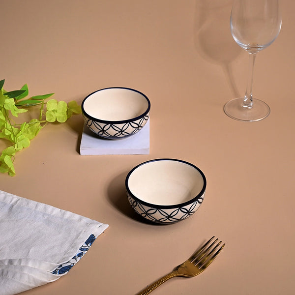 Stylish Ceramic Serving Bowl Set of 2 - Kiln Glazed Blue