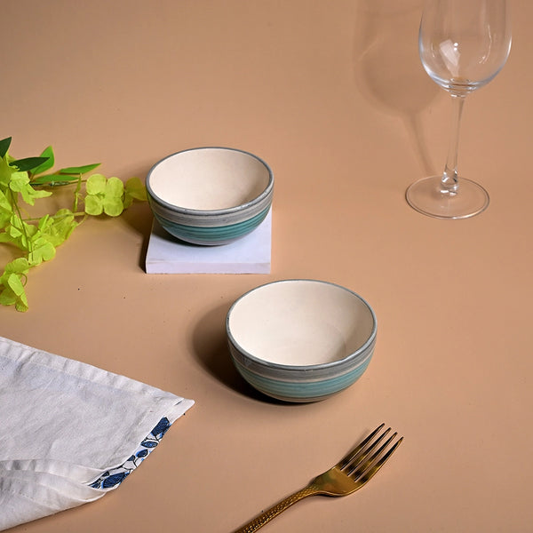 Opulent Sea Green Ceramic Dessert Bowl (Set of 2)