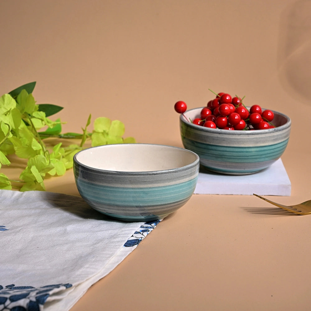 Opulent Sea Green Ceramic Dessert Bowl Sets