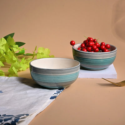 Opulent Sea Green Ceramic Dessert Bowl Sets