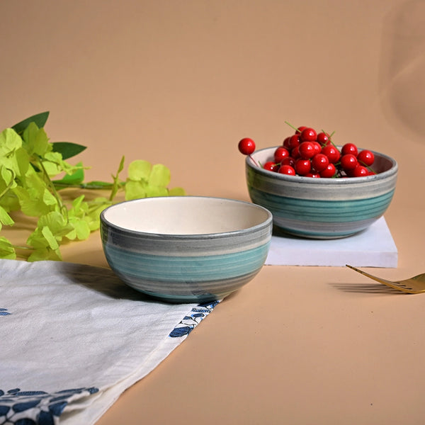 Opulent Sea Green Ceramic Dessert Bowl (Set of 2)