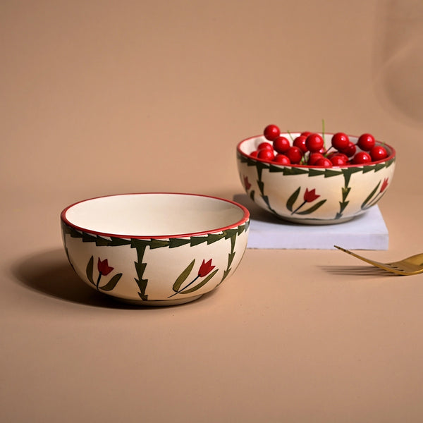 Premium Tropical Print Ceramic Bowl (Set of 2)