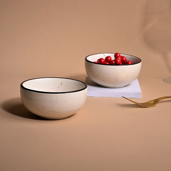 Elegant Black Matte Ceramic Serving Bowl (Set of 2)