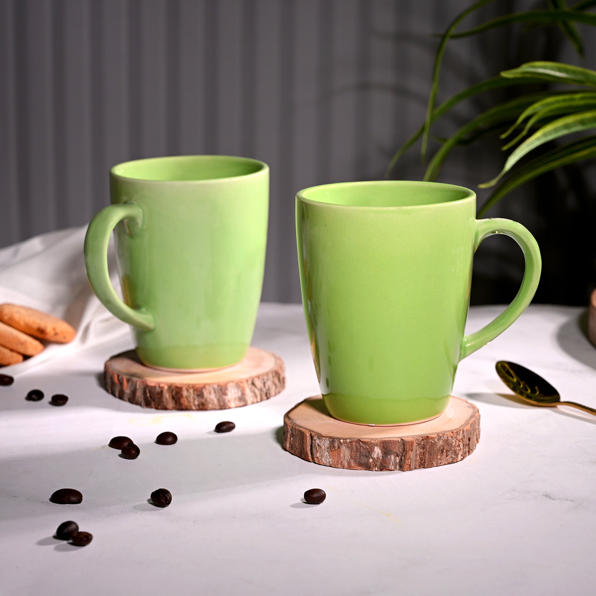 Gorgeous Green Ceramic Coffee Mug Set of 2