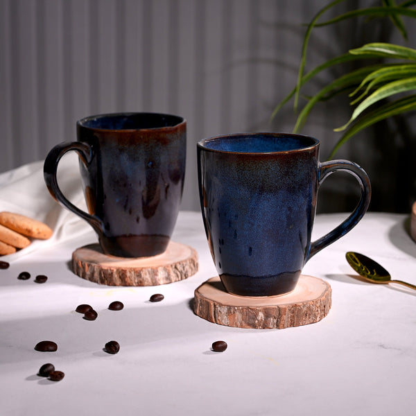 Charcoal Blue Ceramic Coffee Mug Set of 2