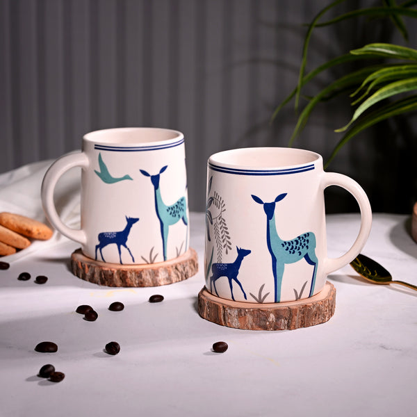 Blue Deer Ceramic Coffee Mug Set of 2 Blue – Kairaus