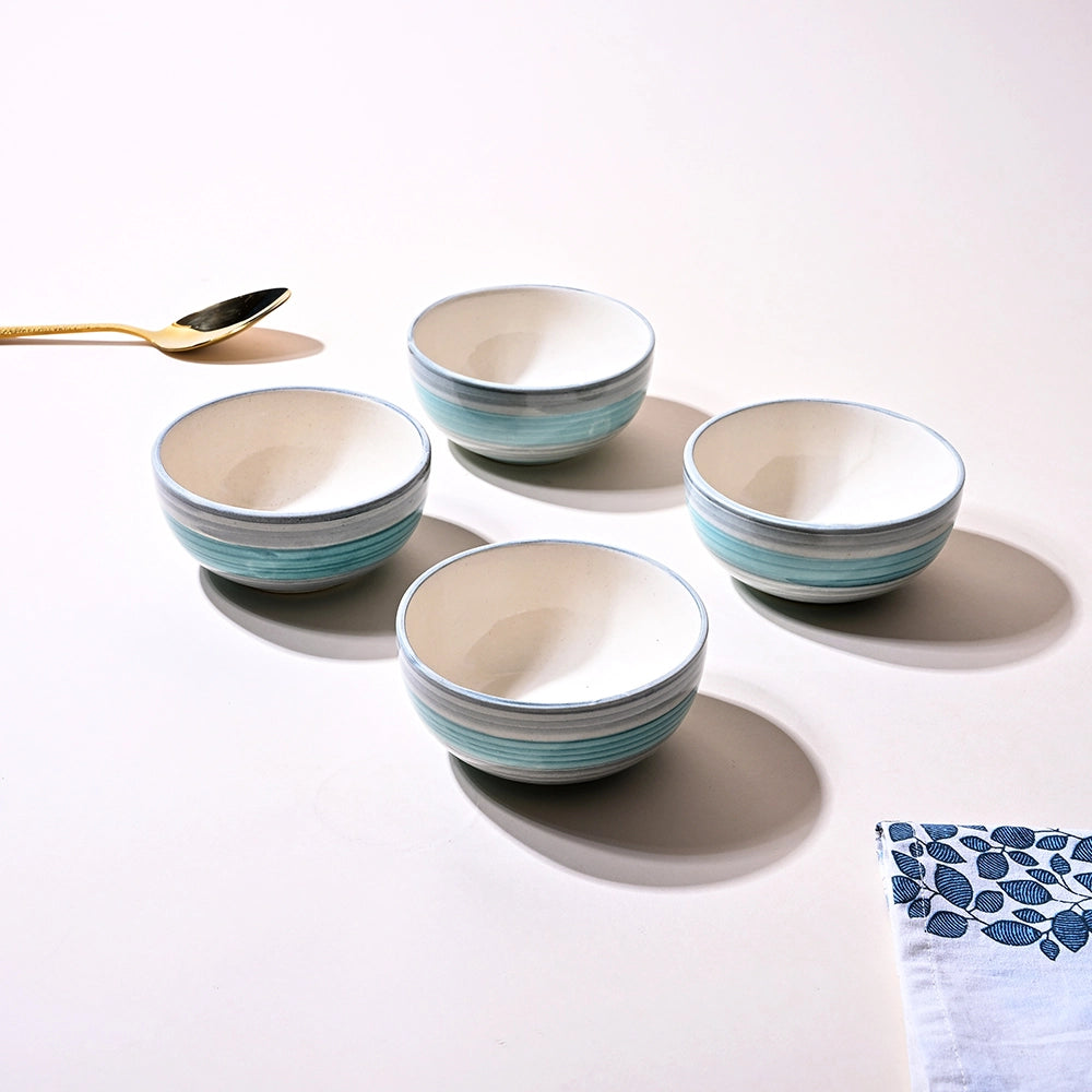 Opulent Sea Green Ceramic Dessert Bowl Sets