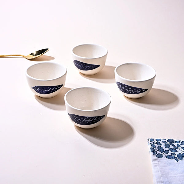 Sturdy Ashoka Leaf Ceramic Bowl (Set of 4)