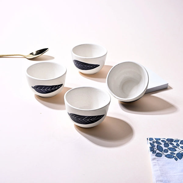 Sturdy Ashoka Leaf Ceramic Bowl (Set of 4)
