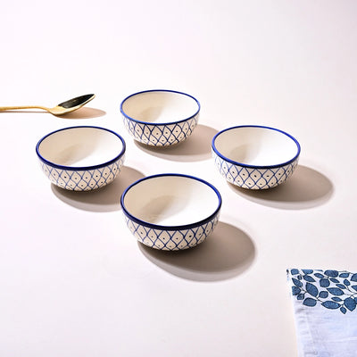 Blue Abstract Printed Ceramic Glossy Bowl Sets