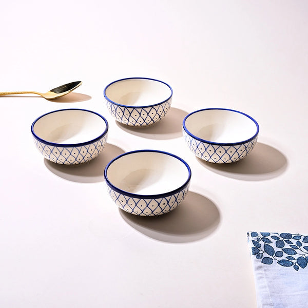 Blue Abstract Printed Ceramic Glossy Bowl Sets