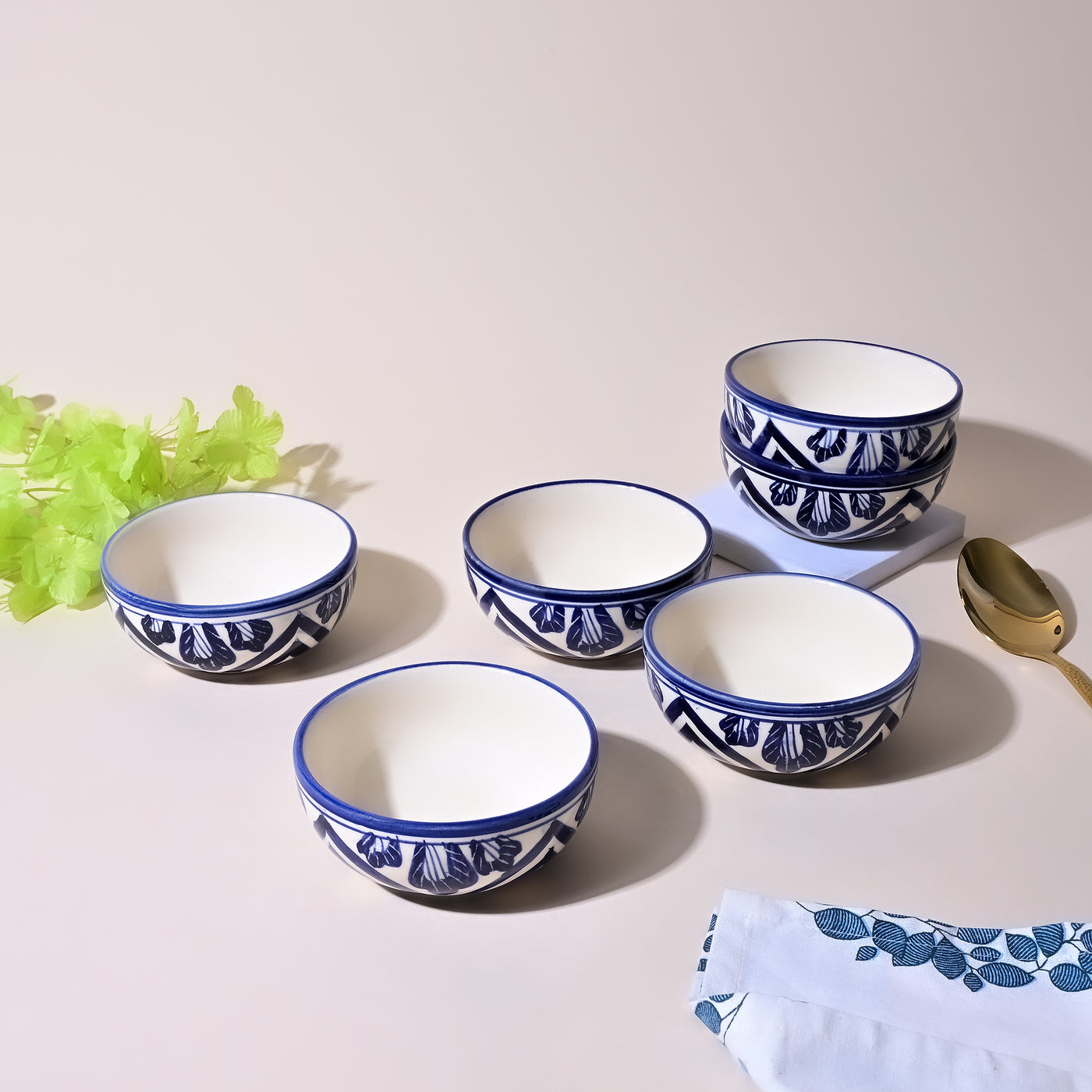 White & Blue Designer Handcrafted Bowl Sets