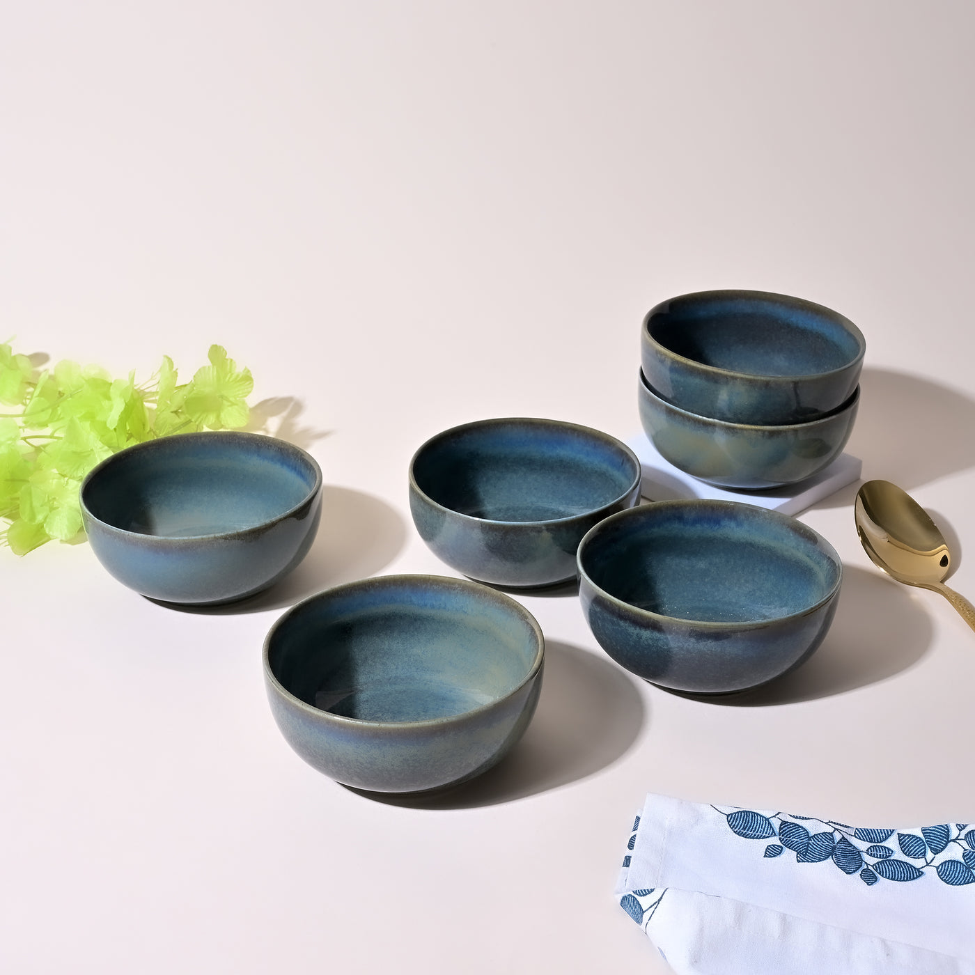 Blue Lagoon Glossy Porcelain Bowl Sets