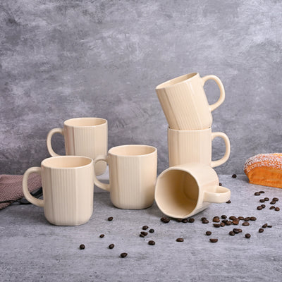Beige Statement Ceramic Coffee Mug Set of 6