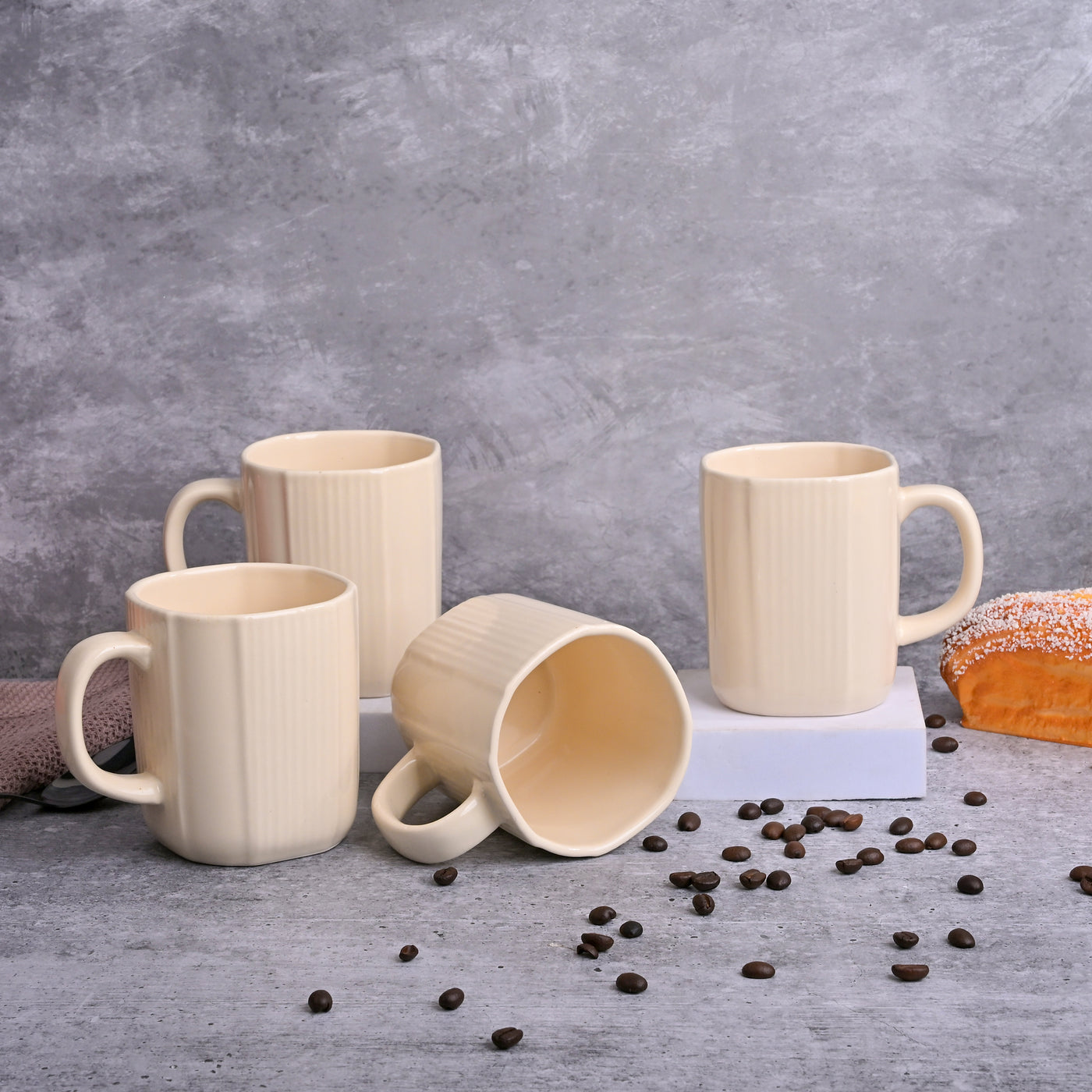 Beige Statement Ceramic Coffee Mug Set of 4